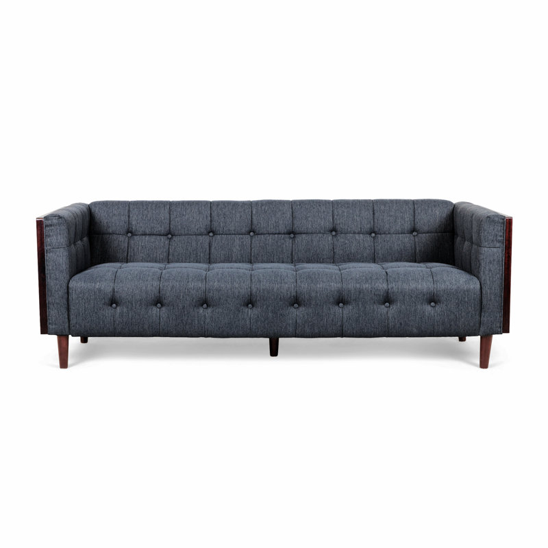 Davidjoe 89.75" Square Arm Sofa, Accent Sofa, Charcoal Fabric