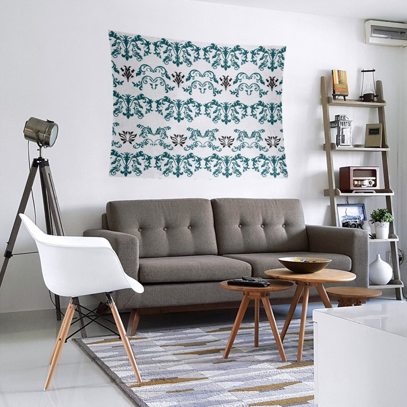Tapisserie baroque microfibre Philadelphia Football, H 88 po x l 104 po, Blanc/ sarcelle / noir
