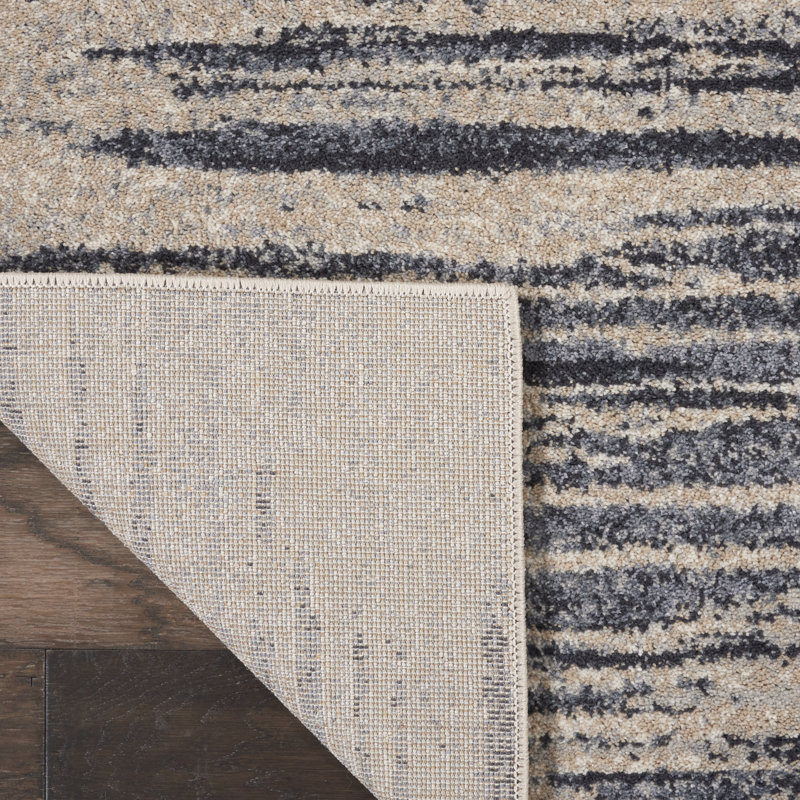 Tapis bleu marine / beige Ryanne, Rectangle 9 pi 3 po x 12 pi 9 po