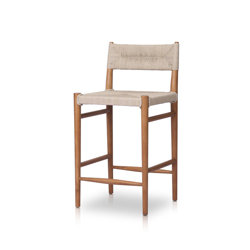 Tabouret de bar 30 po Ronaldo, 26", Teck naturel, Marron clair