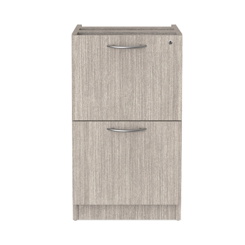 Gray Lockable 2-Drawer Legal Size Pedestal File Cabinet