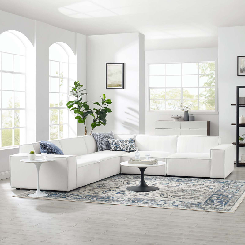 Canapé modulaire 5 pièces Restore, Polyester blanc