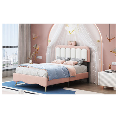 Velvet Princess Bed With Bow-Knot Headboard