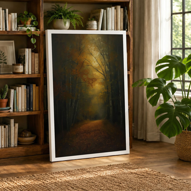 Forest Path to Light Atmospheric - Wrapped Canvas, 18x12 - 45.7 x 30.5 cm, Black Border
