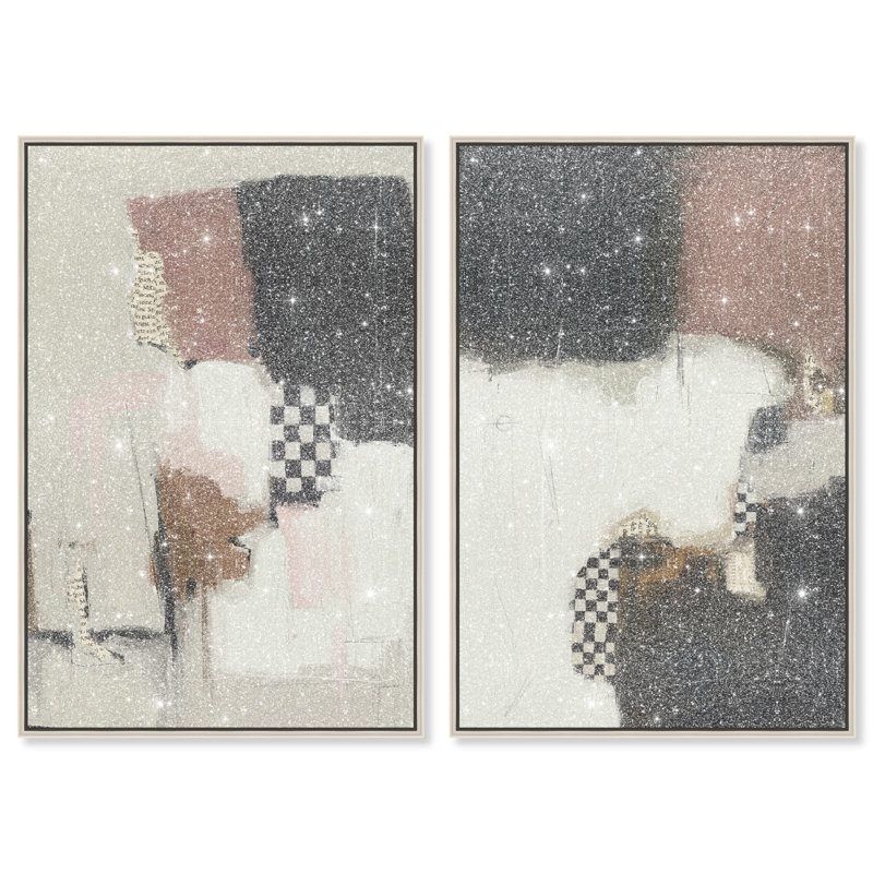 Longing Set Abstract Canvas Print by Oliver Gal, Black Frame, 10 x 15, 17"H x 25"W, Silver Floater Frame