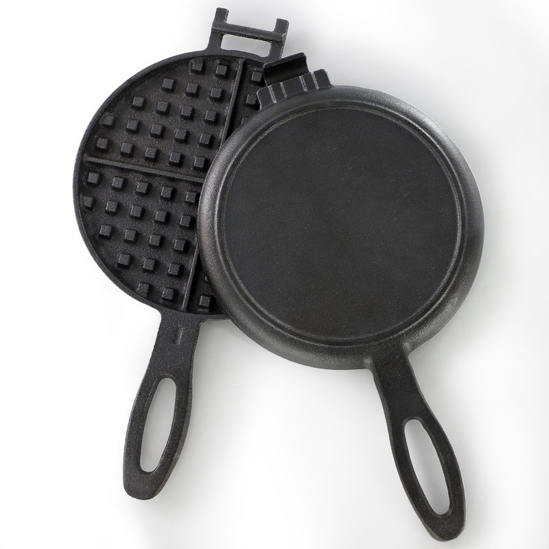 Megachef 6.7 Inch Round Cast Iron Pie Iron Outdoor/Camping Cookware with Long Handle