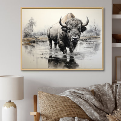Bison, art mural, reproduction de reflet de la faune