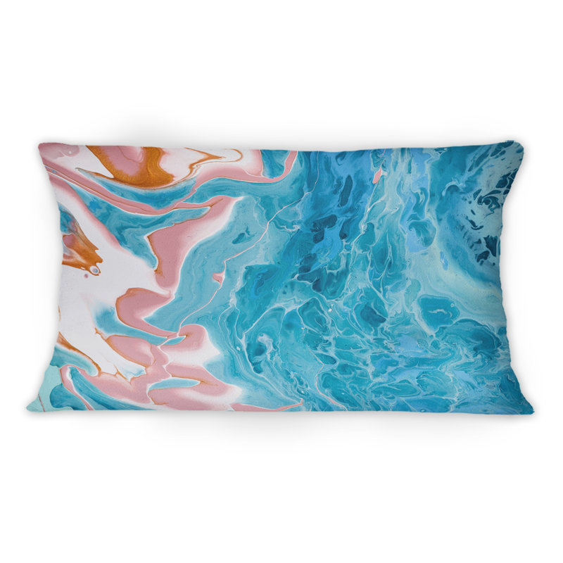 Turquoise et rose Marble Universe - Coussin décoratif imprimé moderne 1