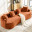 Canapé incurvé en chenille orange, 3 coussins, assise profonde idéale pour l'appartement, aucun assemblage requis, mousse à mémoire de forme pour une détente optimale dans le salon, et convient aux animaux de compagnie.