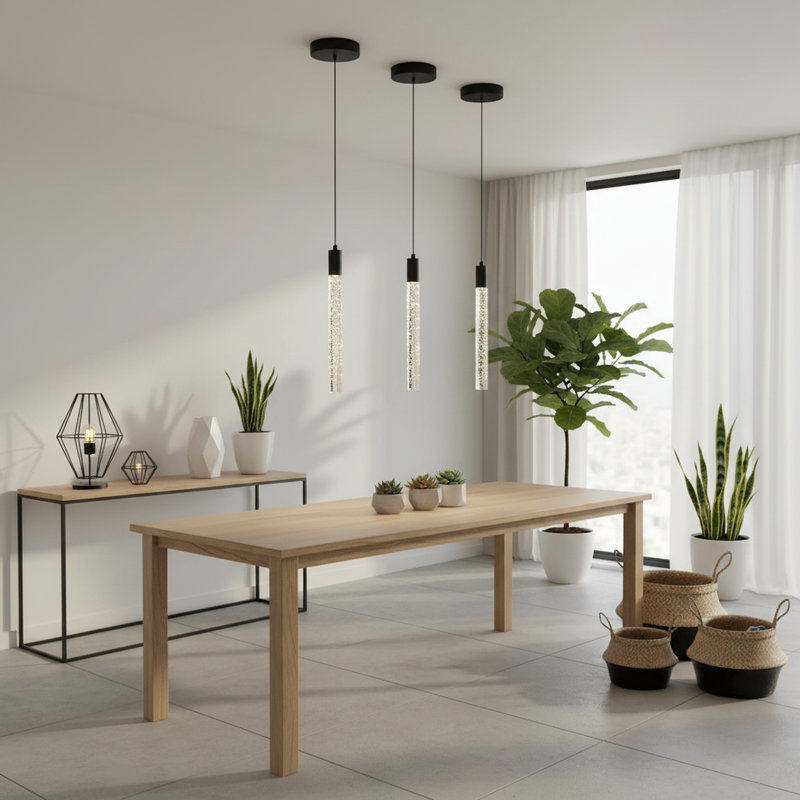 Luminaire suspendu en cristal pour îlot de cuisine 1 lumière Solem, Noir