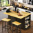 48-Inch Kitchen Island - Folding Kitchen Leaf + Electrical Outlet + 2 Bar Stools, 5-Wheel Rolling Kitchen Storage Cart With 5 Side Shelves-161944454