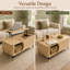 Table basse à plateau relevable en bois avec compartiment caché et grande tablette de rangement, table de salle à manger pour le bureau-1439131350