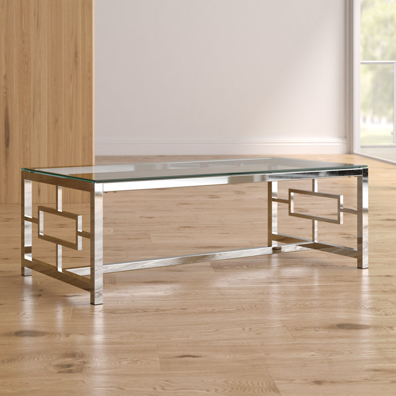 Venturi Glass Top Single Coffee Table, Silver