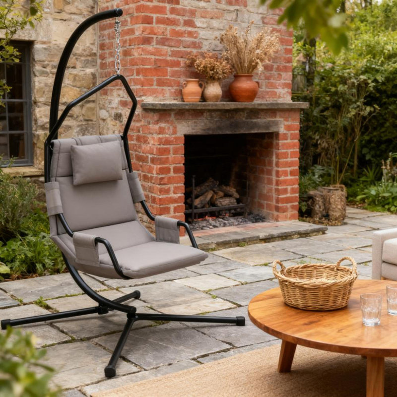Spacieuse chaise hamac en acier avec coussin pour l'intérieur et l'extérieur