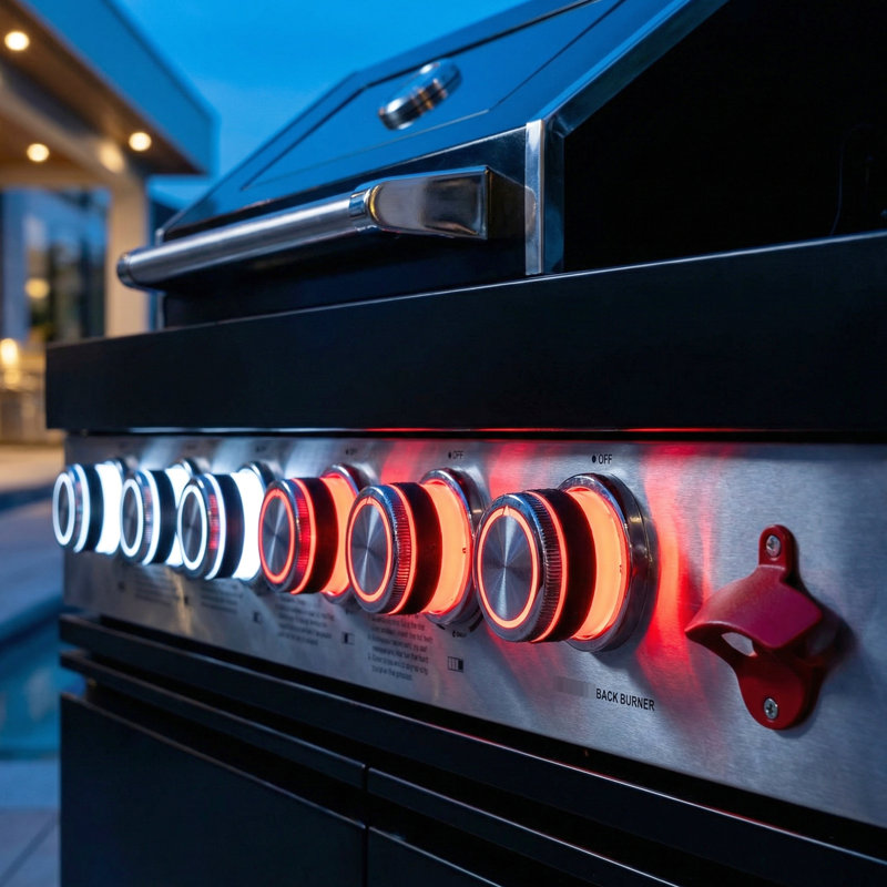 Barbecue au gaz 46 pouces 4 72000 avec fabrication en acier inoxydable, allumage électronique et armoires de rangement