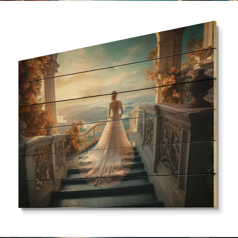 «Dreamy Wedding Day IV - Woman Romantic», reproduction d'art sur bois, H 10 po x l 20 po x P 0,78 po