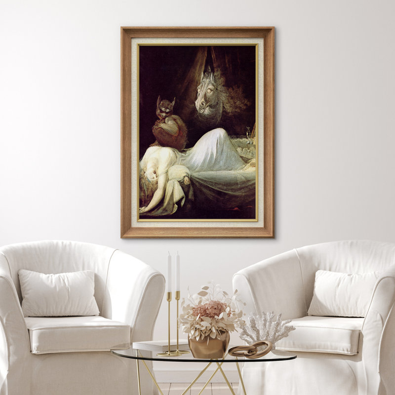 «Gothic Nightmare Demon Horse and Sleeping Woman», œuvre d'art d'horreur foncé, impression sur toile encadrée