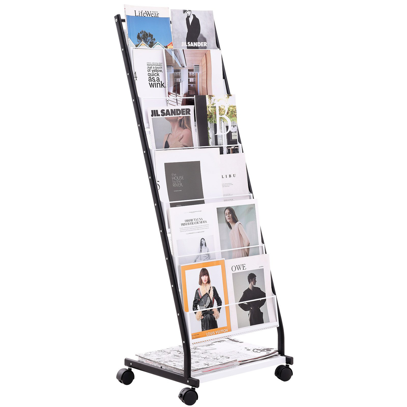 WORLD SHOP BOX Brochure Display Rack, 6-Tier Magazine Literature ...