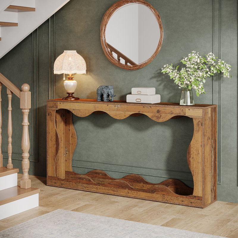 63 Inches Console Table with Storage, Mix Brown
