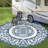 8Ft Round Outdoor Rug Reversible Plastic Straw Rug Lightweight Portable Patio Circle Rugs for RV Camping Deck Backyard and Picnic Grass Green-1947760058-1947760056