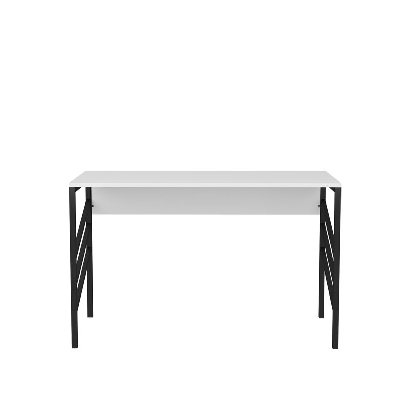 Ricka Modern Writing Desk With Metal Legs, White/Black
