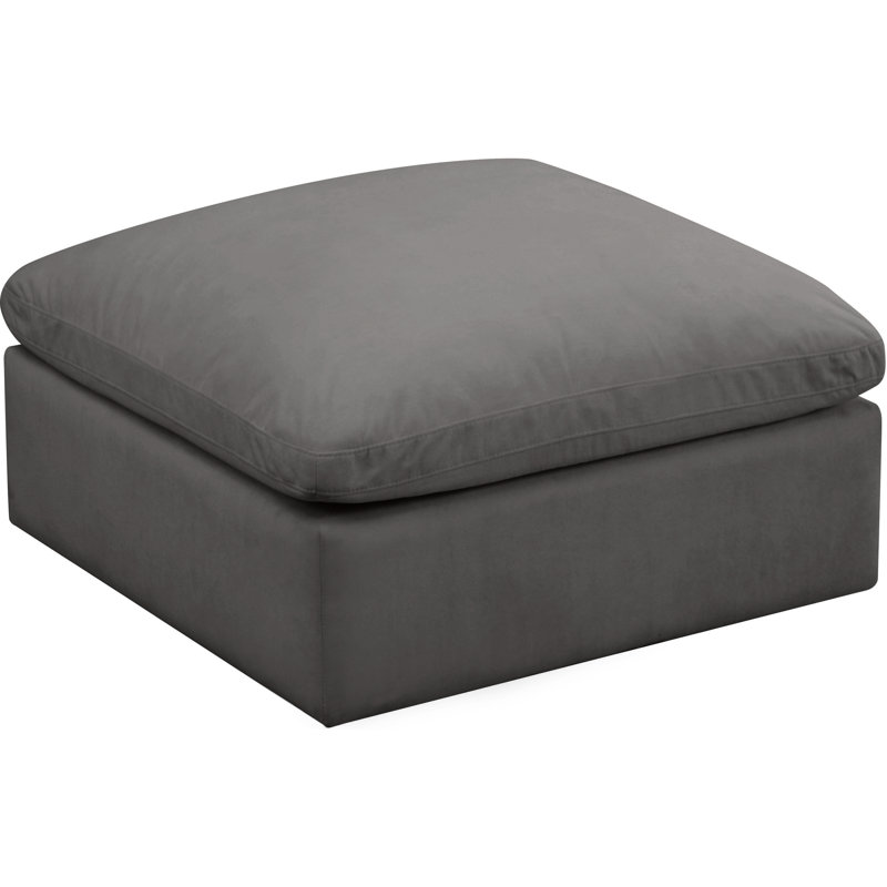 Atis Velvet Ottoman, Grey Velvet