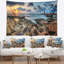 Tapisserie coucher de soleil bleu rocky shore-28509564