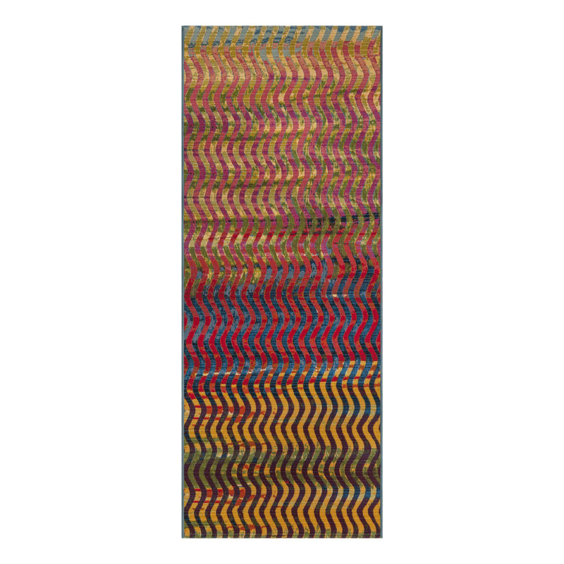Tapis intérieur / extérieur abstrait Skylar, Tapis de couloir 2 pi 7 po x 7 pi