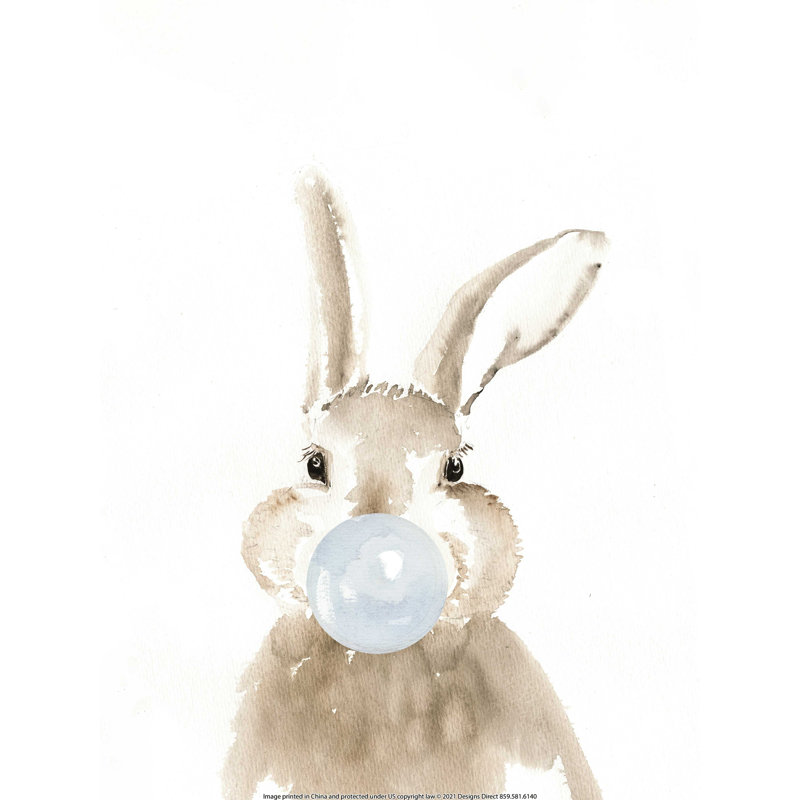 «Blue Bubble Gum Rabbit», reproduction sur toile tendue, H 32 po x l 24 po