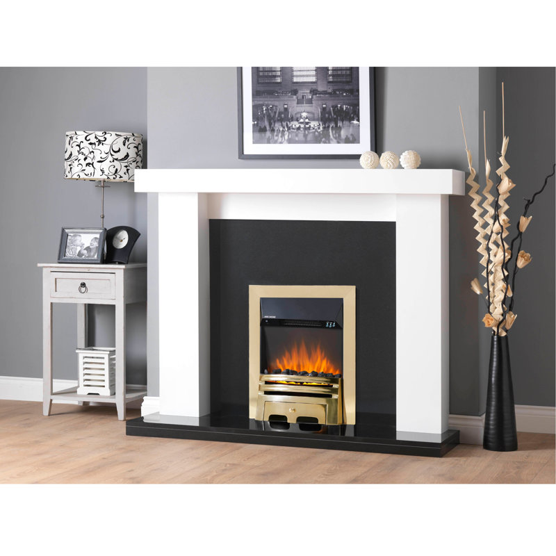 Diesel Belfry Heating 48cm W Electric Fireplace Insert with 4000 BTU, Brass