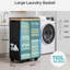 110 L Laundry Basket Black with Lid, 2 Compartments Laundry Hamper with Wheels and Handle