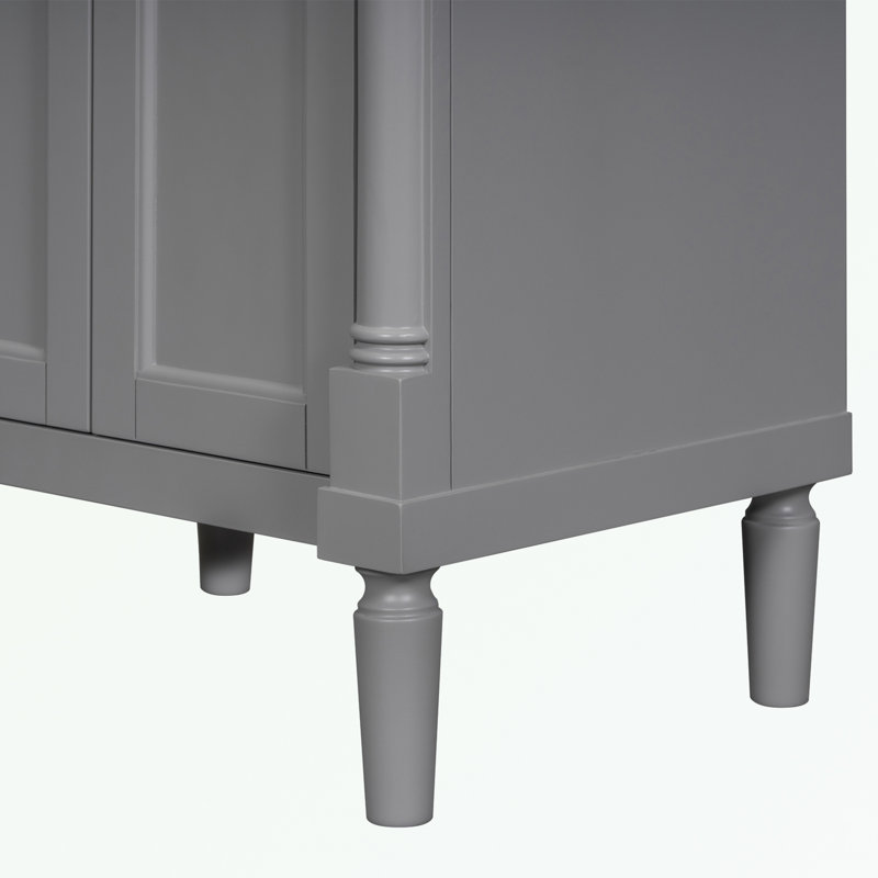 Pollark 24'' Single Bathroom Vanity with Top, Gray, Silver