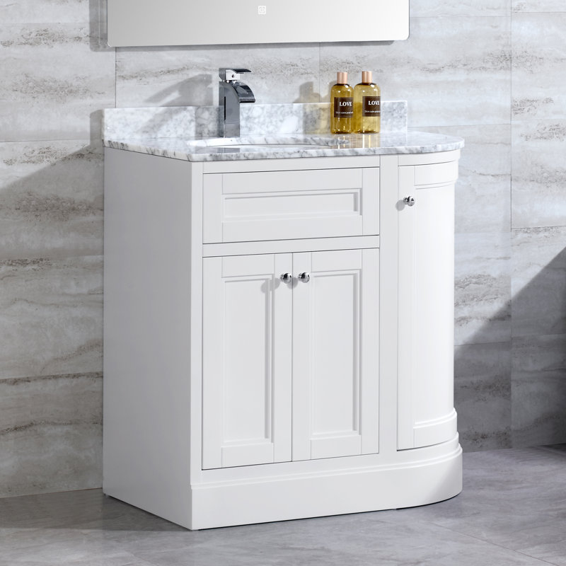 Mirhan 36'' Single Bathroom Vanity with Marble Top, White