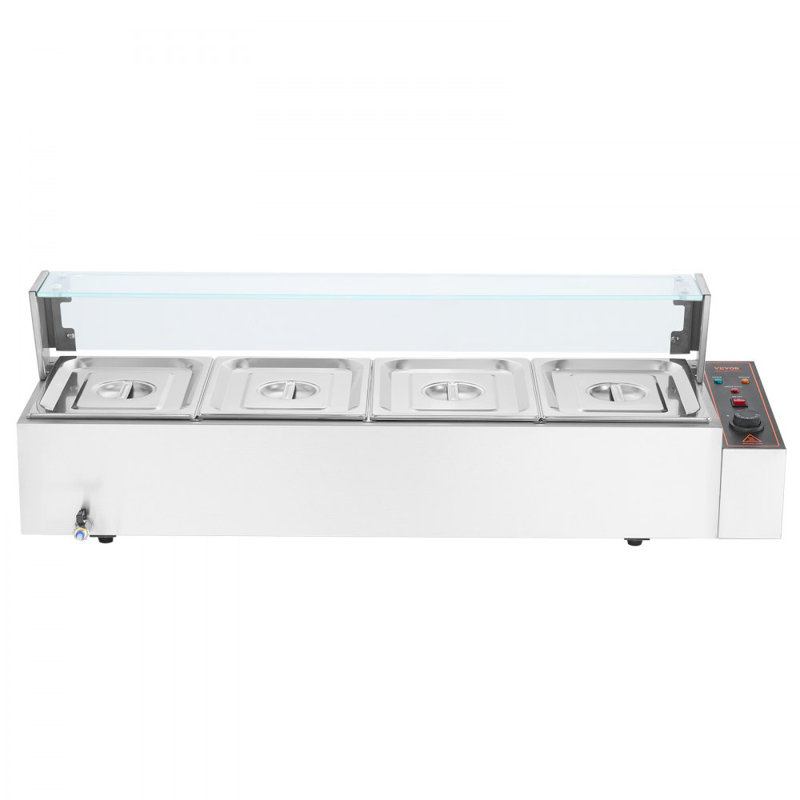 Chauffe-plat électrique commercial à 4 plateaux 4 * 12 pte avec écran en verre