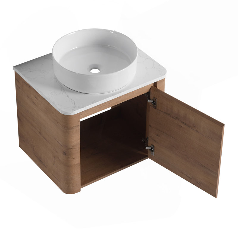 Meuble-lavabo mural avec plan de travail en cÃ©ramique, 24"