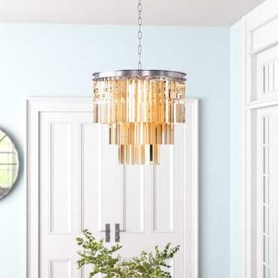 Lustre à niveaux unique et remarquable à 6 lumières Yazmin