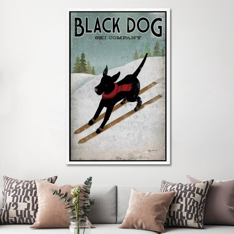 Black Dog Ski Co. I by Ryan Fowler - Print on Canvas, 152.5 cm H x 101.5 cm W, White Floater Framed