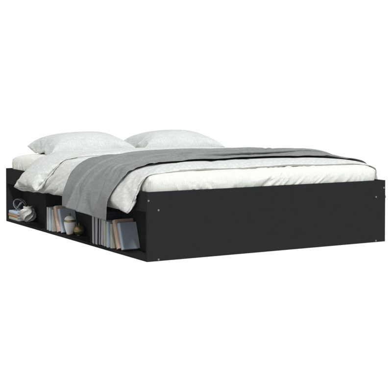 Afriani Storage Bed, European Kingsize (160 x 200cm), Black
