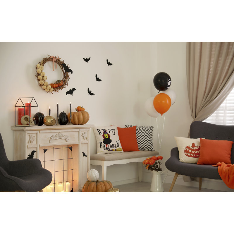 Happy Halloween Witch Accent Pillow, Square, White, 26"H x 26"W