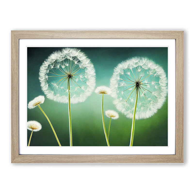 Dreamlike Dandelion Flowers 1 Piece Single Picture Frame Wall Art, 25cm H x 34cm W, Oak