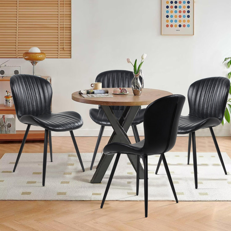 Chaises de salle à manger en cuir, Noir