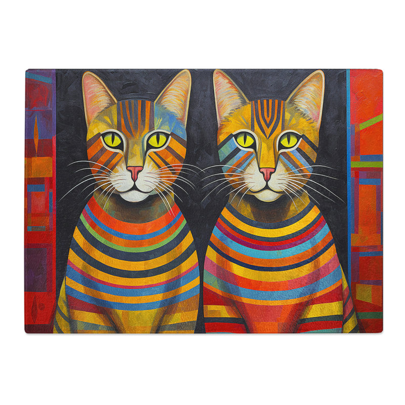 Egyptian Cat Art Deco  Glass Chopping Board