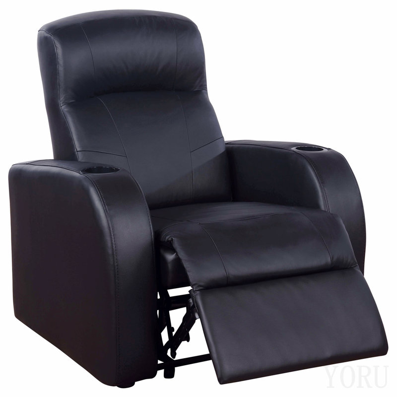 Fauteuil inclinable noir rembourré avec porte-gobelet