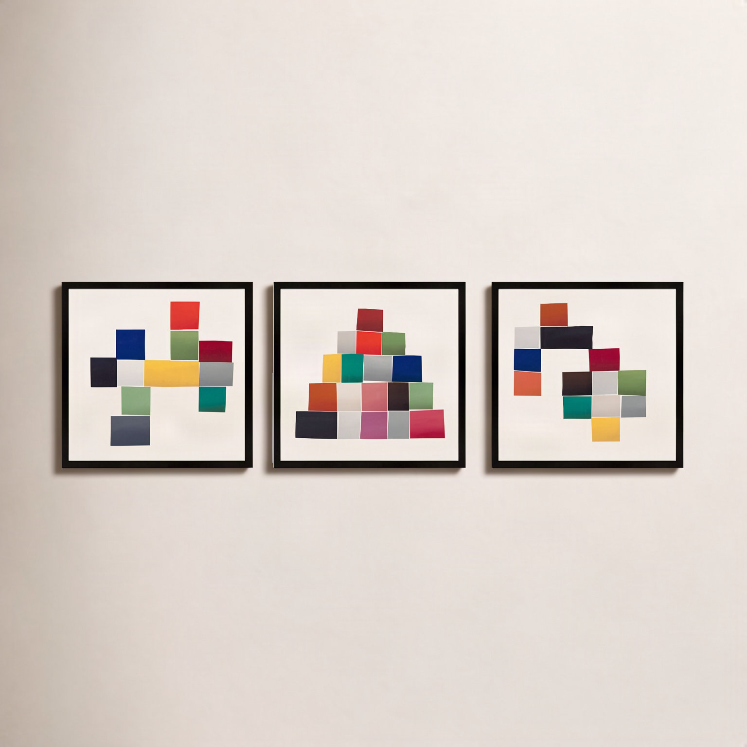 Jewels. Set Of 3 by Lee Lessem, 16" H x 16" W x 1.25" D, Black Framed