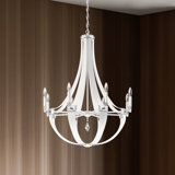 Crystal Empire 8 Light 30in x 38in Chandelier in White with Clear Radiance Crystals