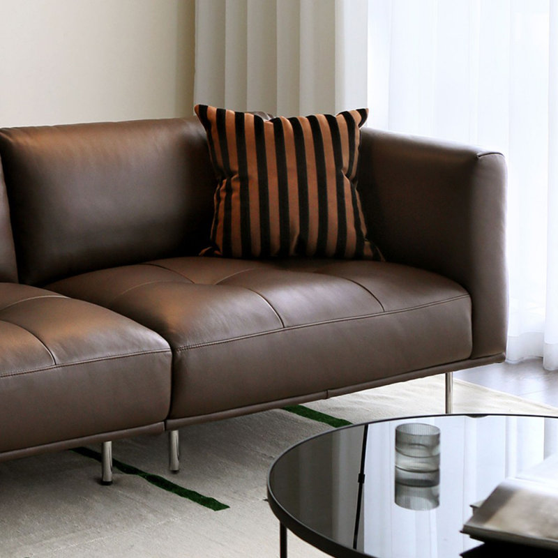 Coussin de canapé standard en cuir véritable, Café, H 30,31 po x l 86,61 po x P 35,83 po