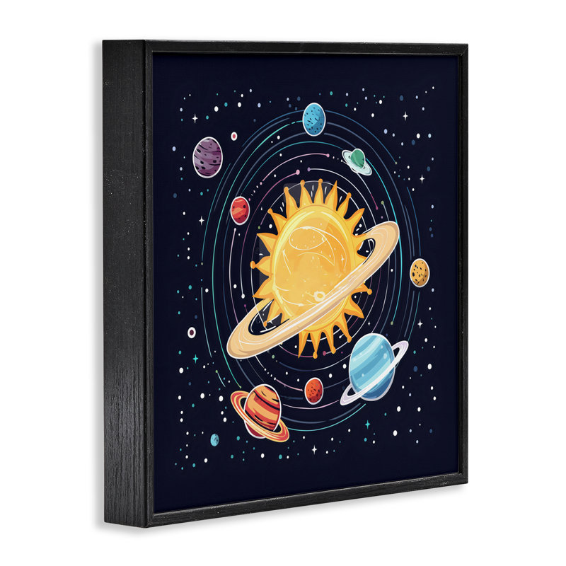 «Solar System Planets Orbit», estampe numérique conçue par Creative Studio, Giclée encadrée noir minuit, H 12 po x l 12 po
