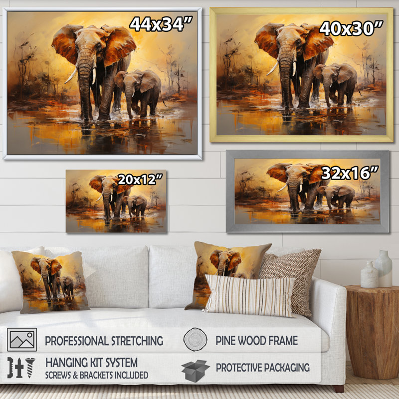 Elephant Connection - Animals Canvas Prints, H 24 po x l 32 po x P 1 po, Toile tendue