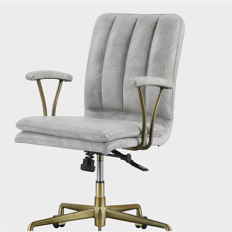 Chaise de bureau vintage pivotante blanche et chromée