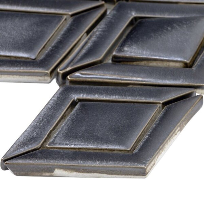 Nabi Jewel 3D Glossy Glass Mosaic Tile, Gunmetal Gray